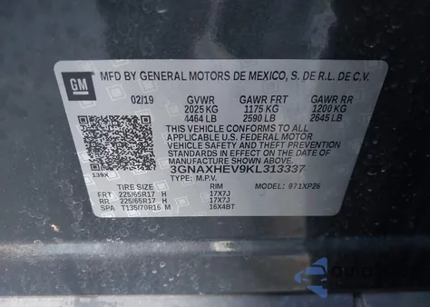 2019 Chevrolet Equinox Ls from USA, damaged, VIN 3GNAXHEV9KL313337